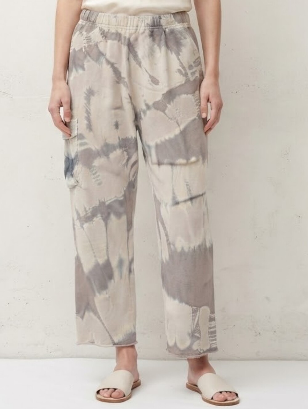 ​Raquel Allegra 100% Silk Tie-Dye Cargo Lounge Easy Camo Pants Size 1 / Small